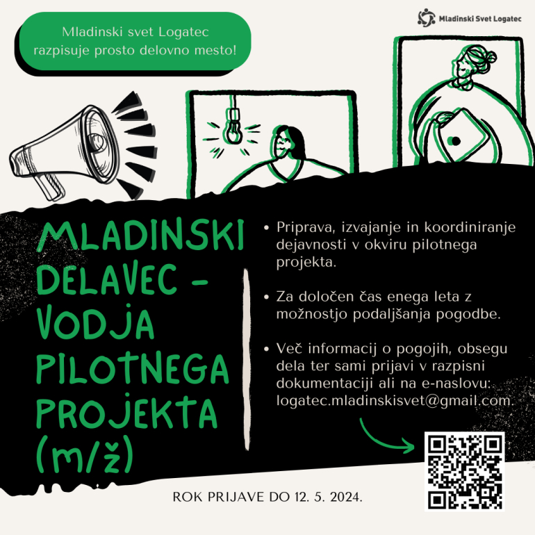 PRILOŽNOST ZA DELO: MLADINSKI DELAVEC - VODJA PILOTNEGA PROJEKTA