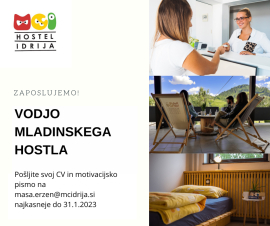 ZAPOSLUJEMO: VODJA MLADINSKEGA HOSTLA