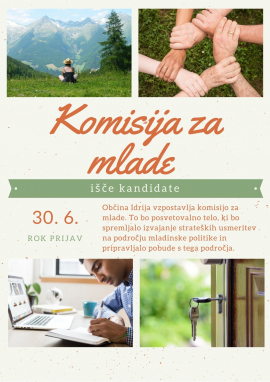 Občina Idrija i&scaron;če kandidate za Komisijo za mlade