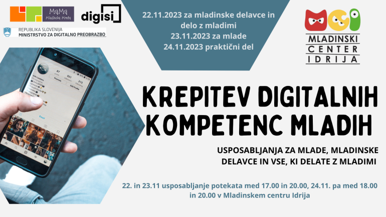 BREZPLAČNA USPOSABLJANJA ZA KREPITEV DIGITALNIH KOMPETENC MLADIH