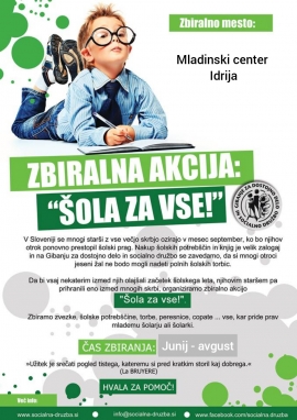 Zbiralna akcija &scaron;olskih potreb&scaron;čin &ldquo;&Scaron;ola za vse!&rdquo;