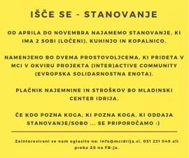 I&scaron;čemo stanovanje