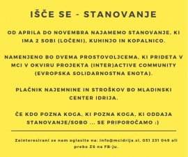 I&scaron;čemo stanovanje