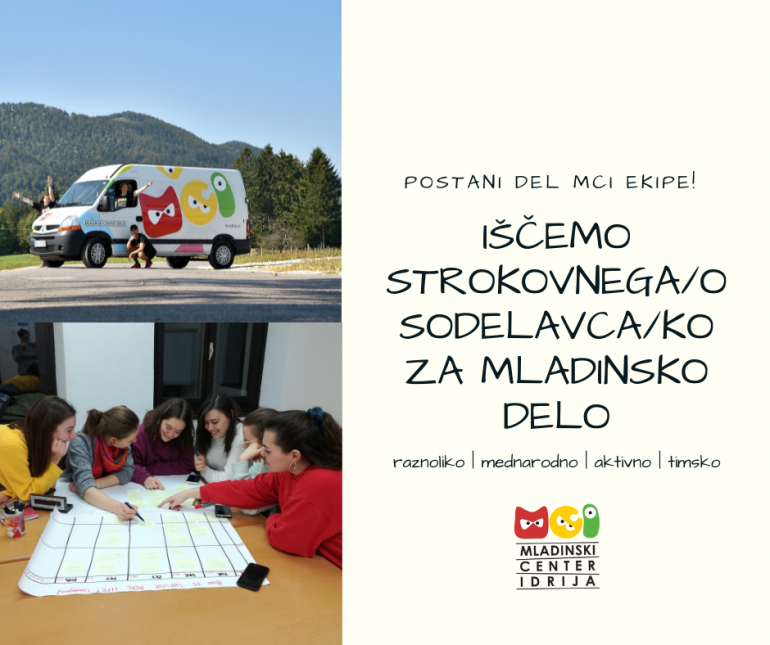 Razpis za Strokovnega/o sodelavca/ko za mladinsko delo