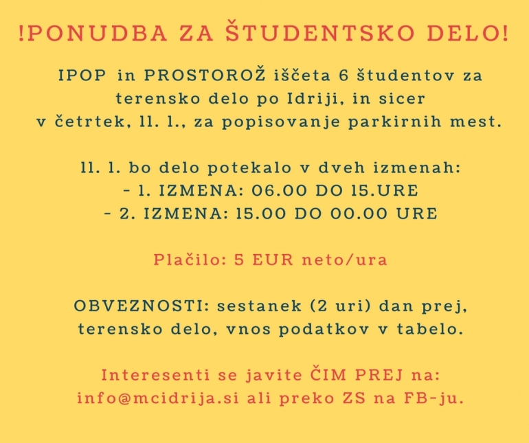 ! nujno - &scaron;tudentsko delo !