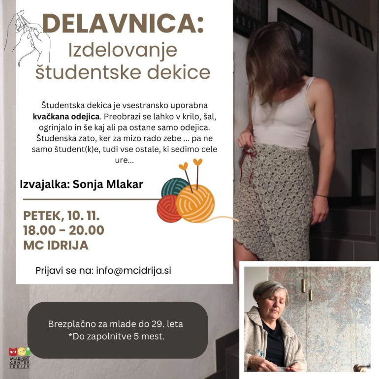 Delavnica kvačkanja &scaron;tudentske dekice