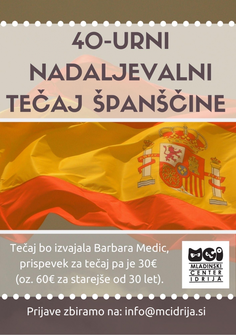 Nadaljevalni tečaj &scaron;pan&scaron;čine - zbiramo prijave!